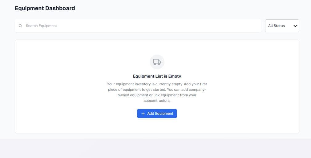 Equipment Management Interface